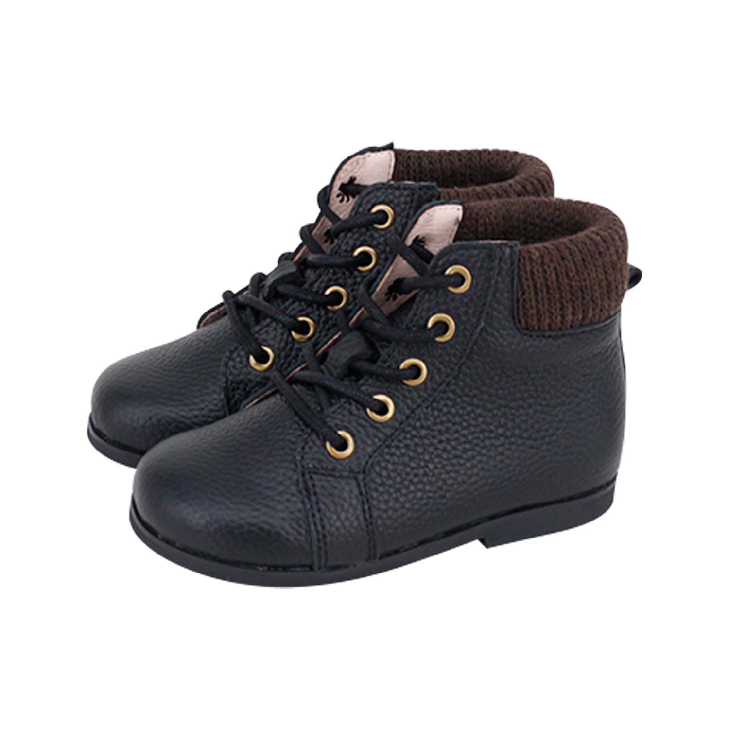 Black Grainy+Brown Knit High Top