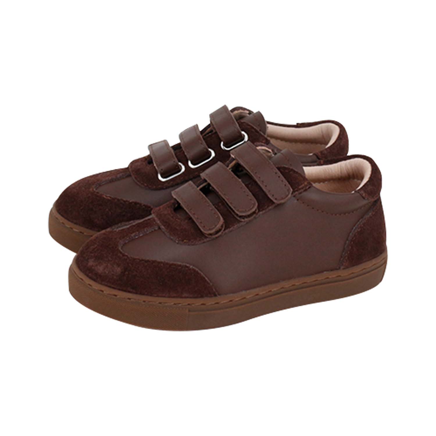 Dark Brown+Suede Sneakers Triple Velcro