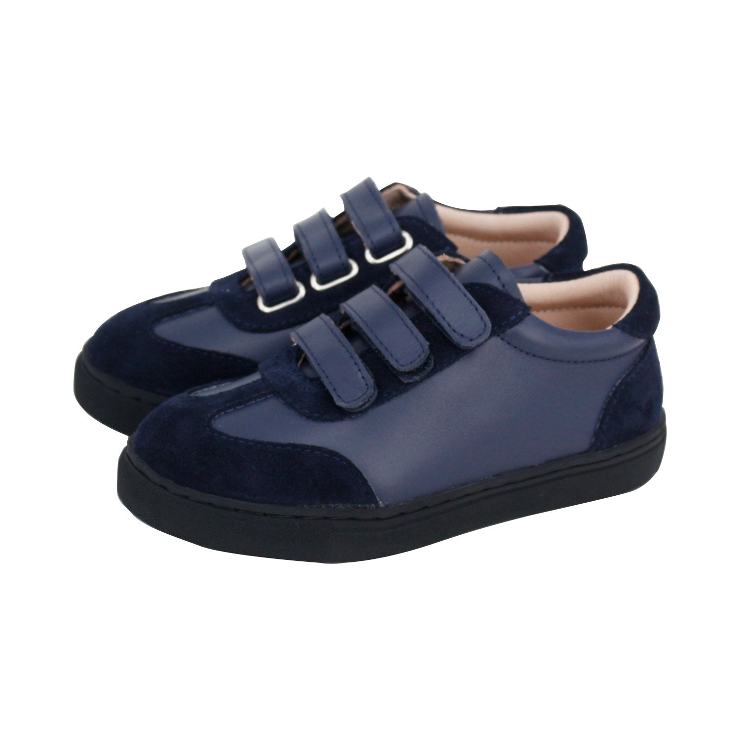 Navy+Suede Sneakers Triple Velcro