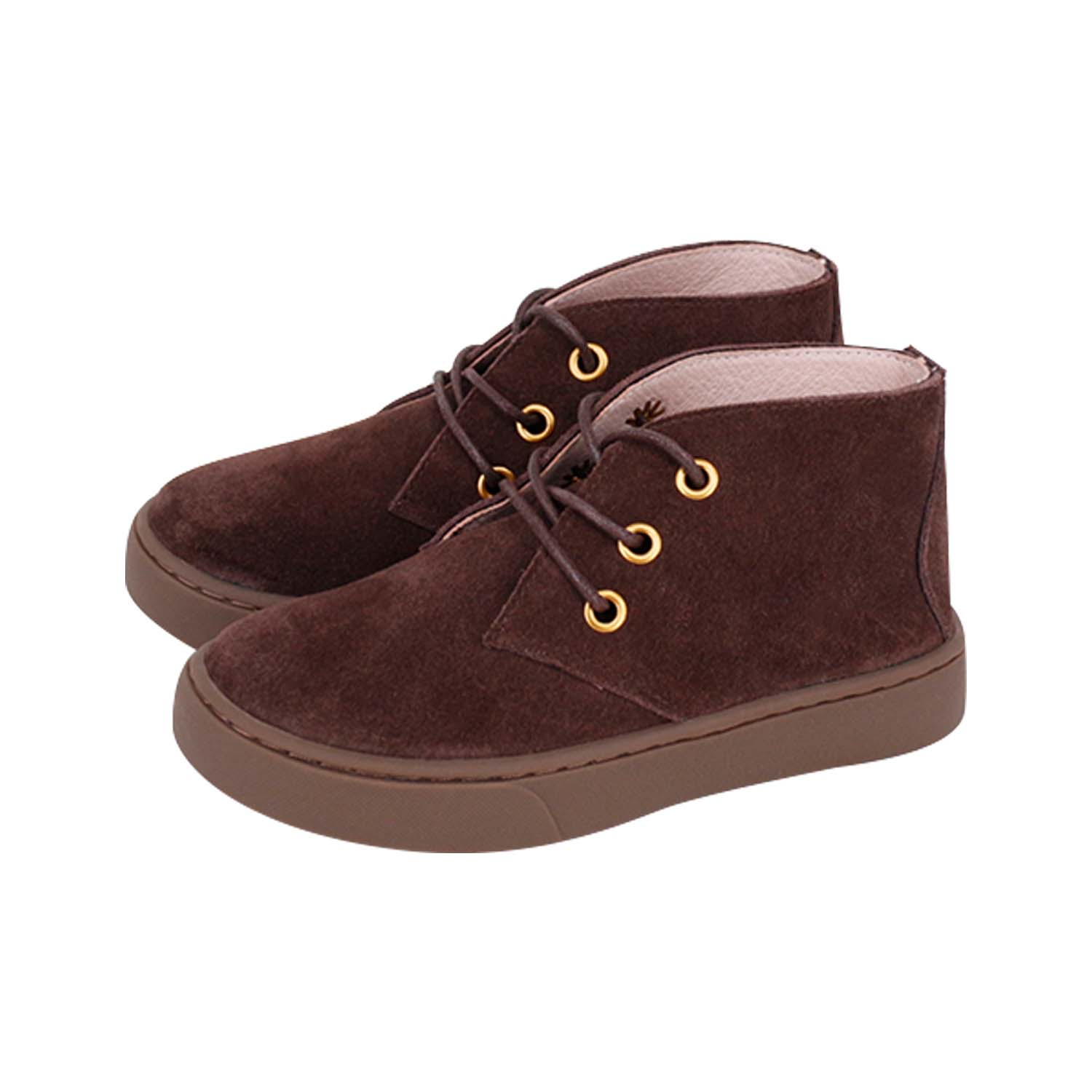 Brown Suede Sneakers High-Top Laces