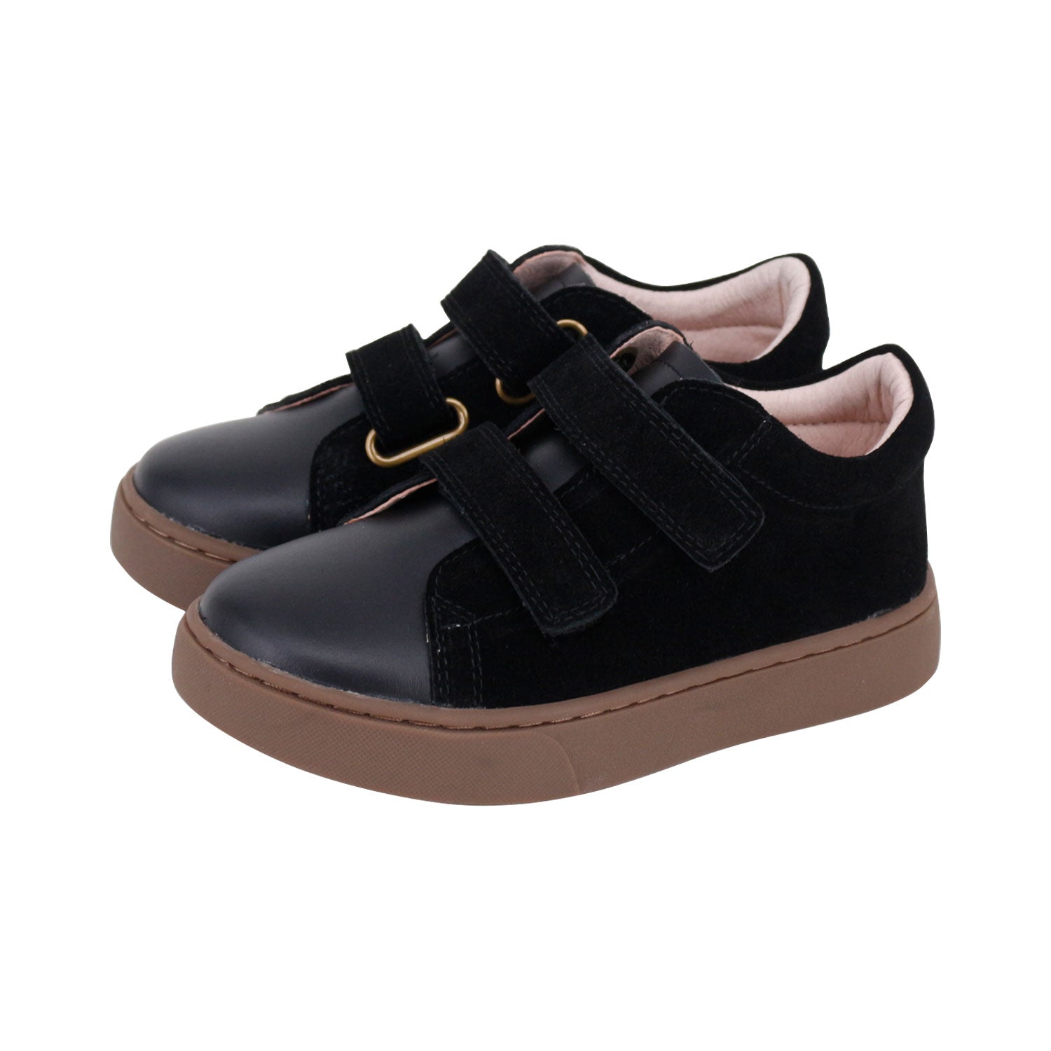 Black Suede+Leather  High-Top Double Velcro
