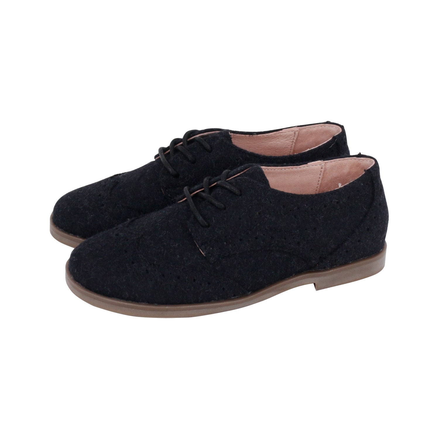 Black/Gray Wool Wing-tip Laces