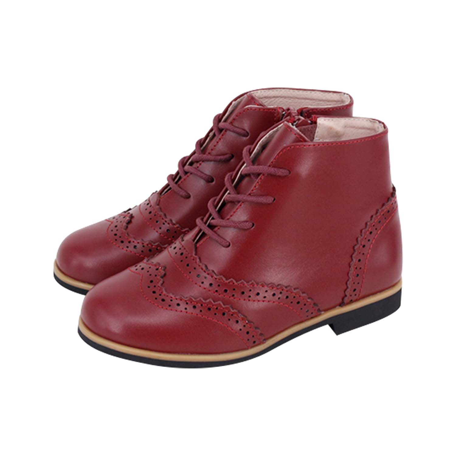 Burgundy Tip Laces Booties