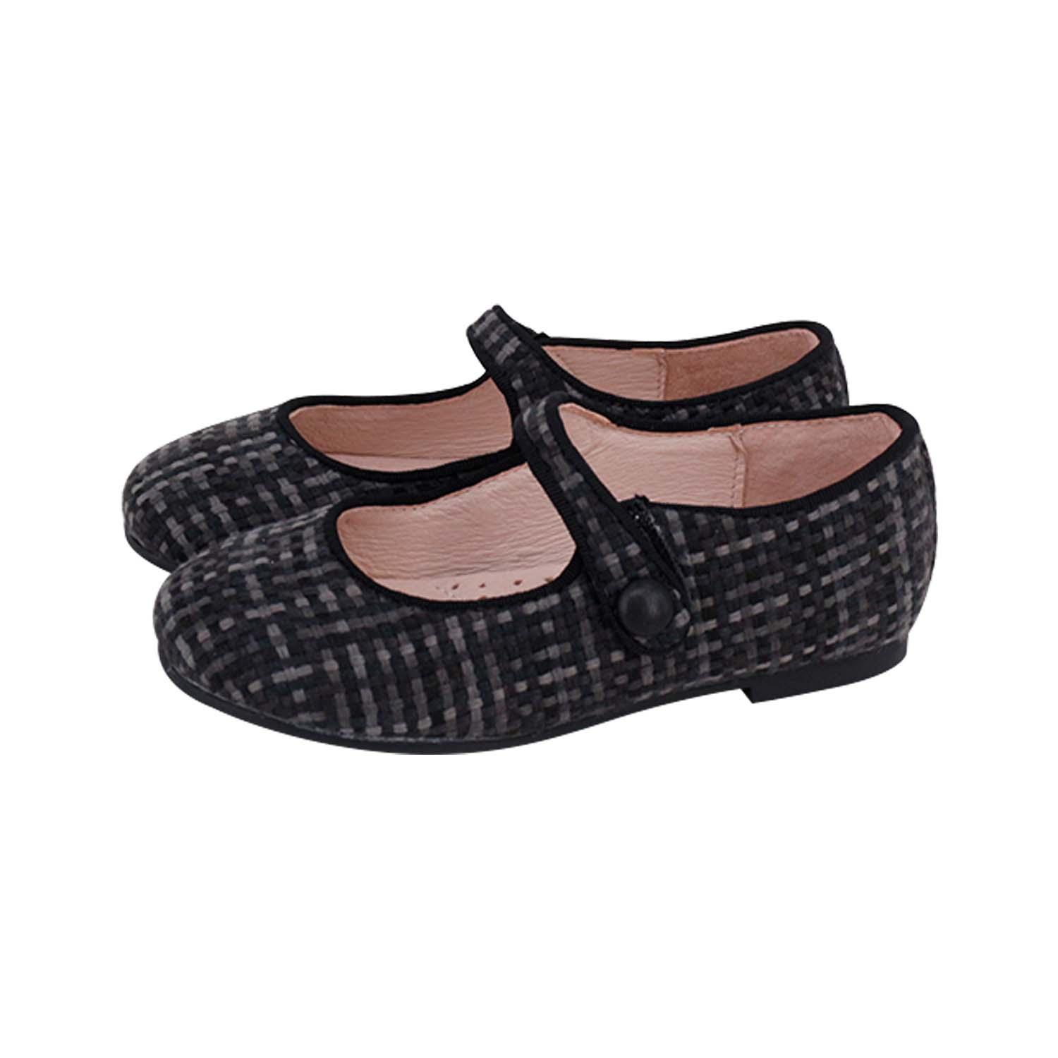 Black Linen Mary Jane Velcro