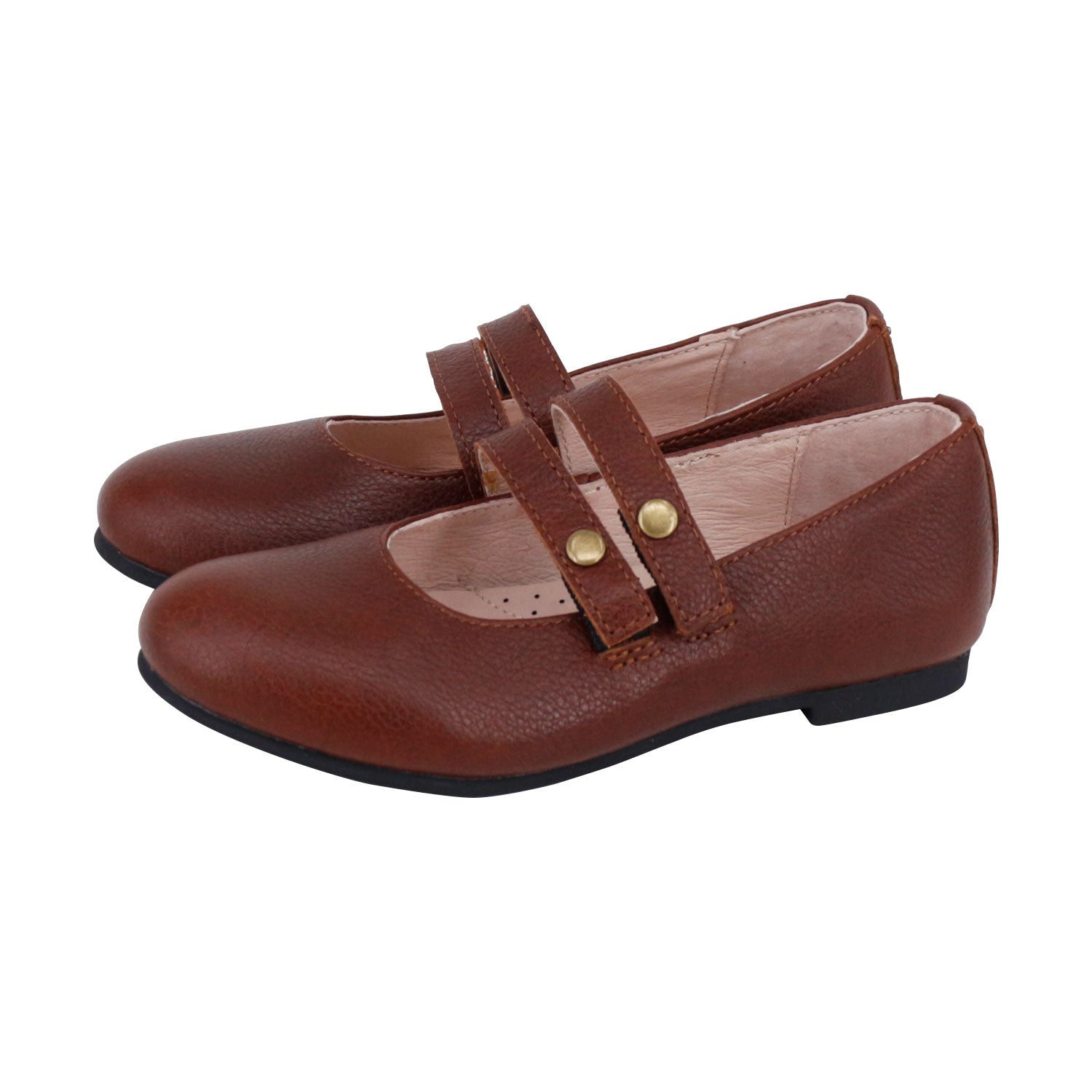 Brown Wax Double Strap Mary Jane