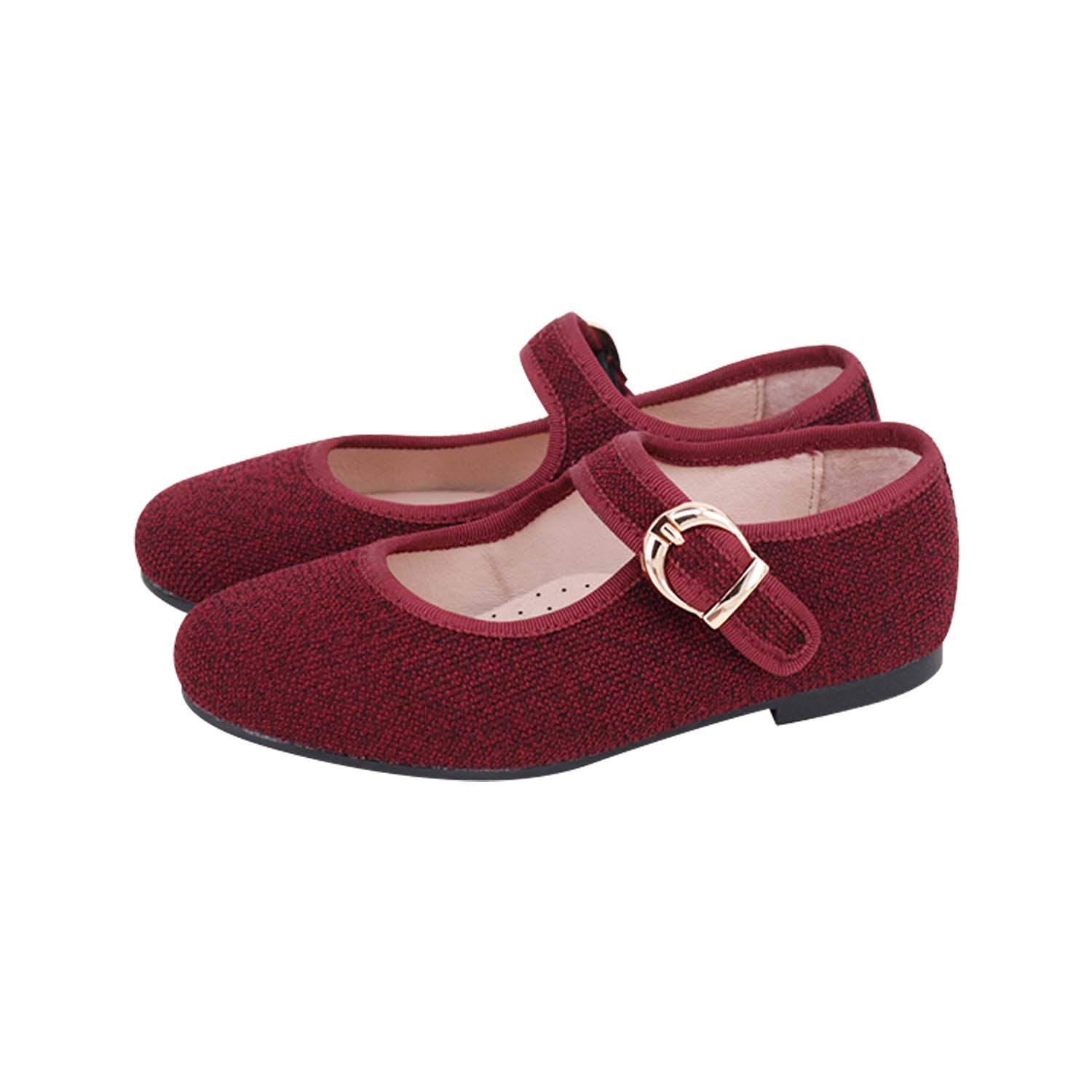 Burgundy Linen Buckle Mary Jane