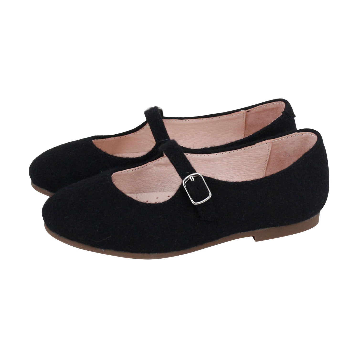 Black/Gray Wool Front Strap Mary Jane