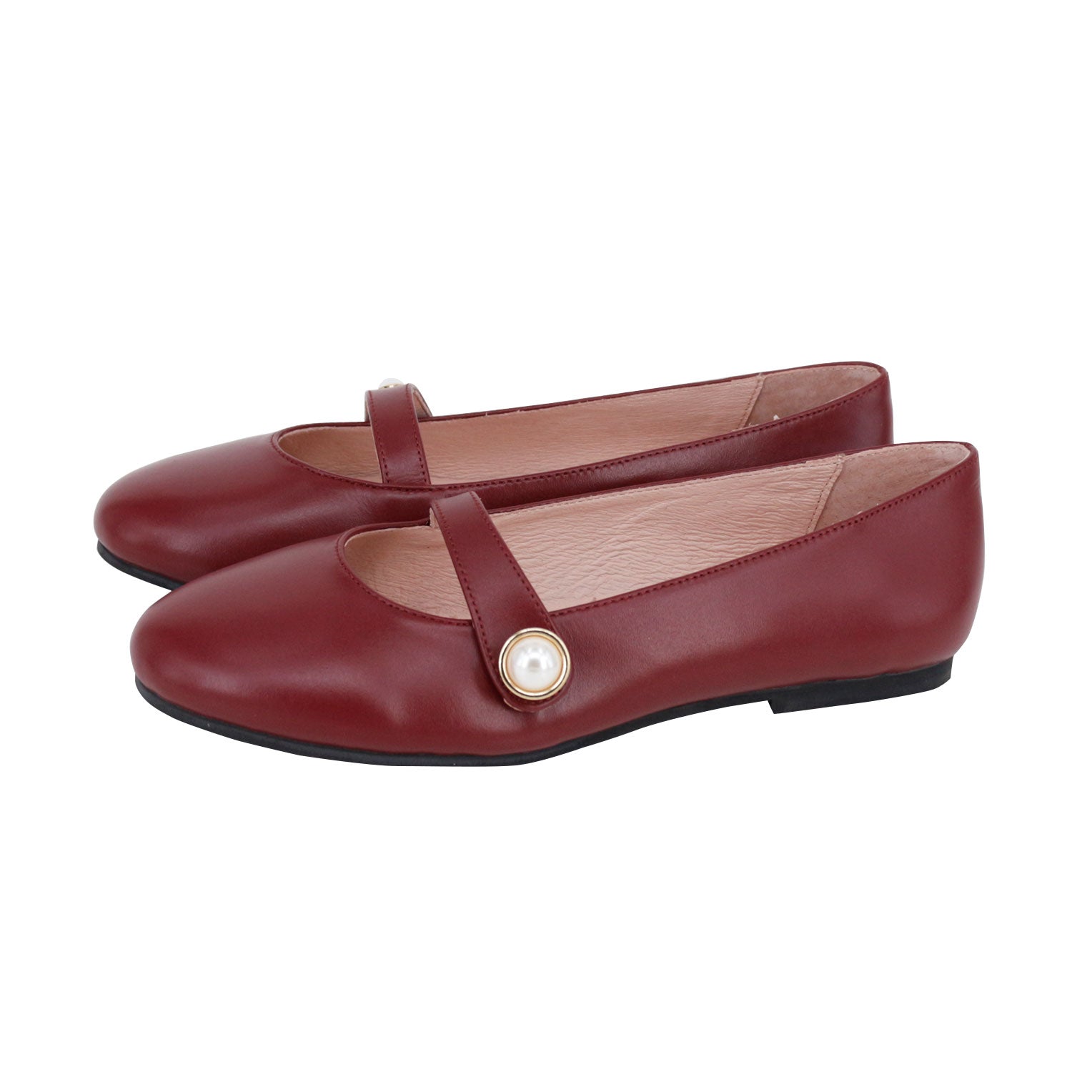 Burgundy Front Strap Pearl Button