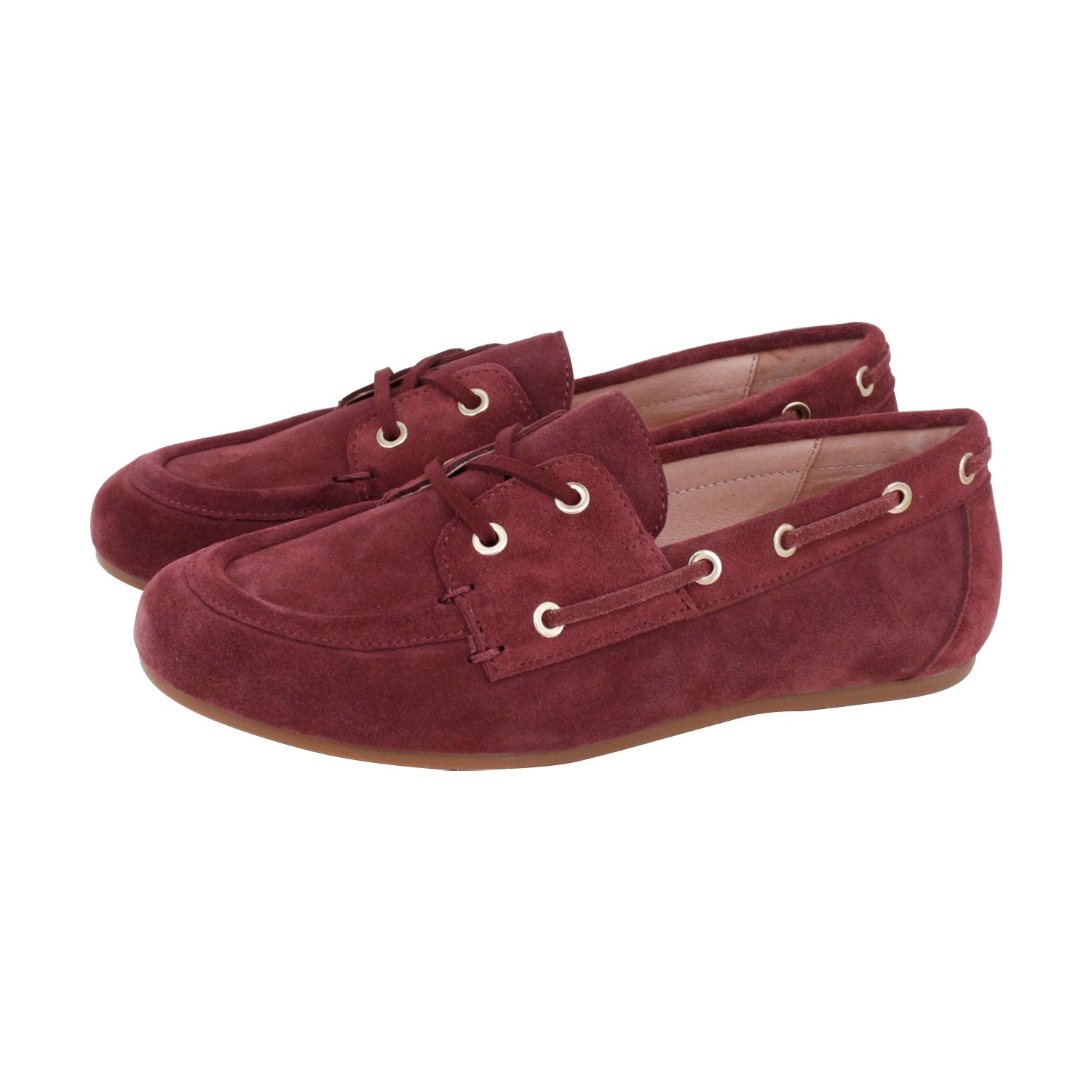 Burgundy Suede lace-up suede loafers
