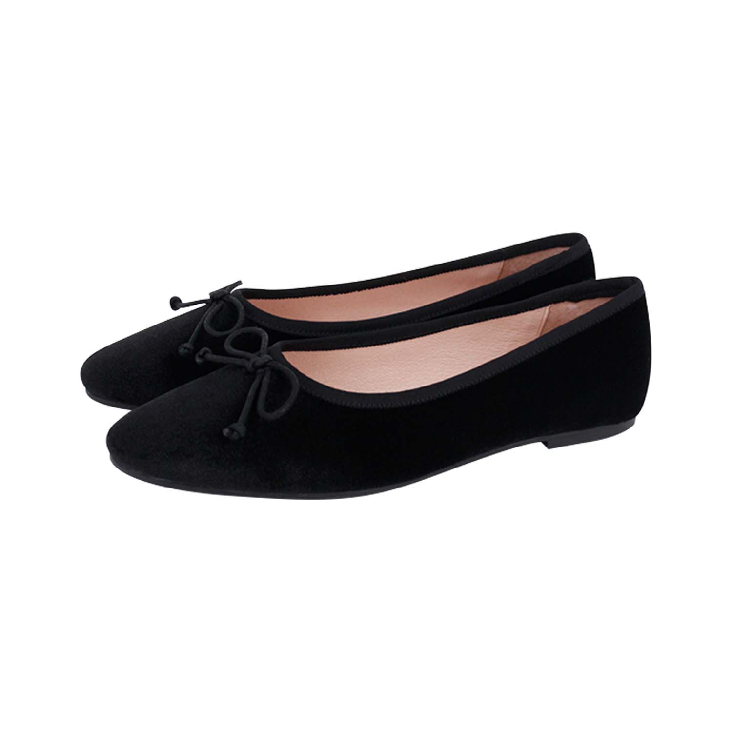 Black Velvet Round Front Flat