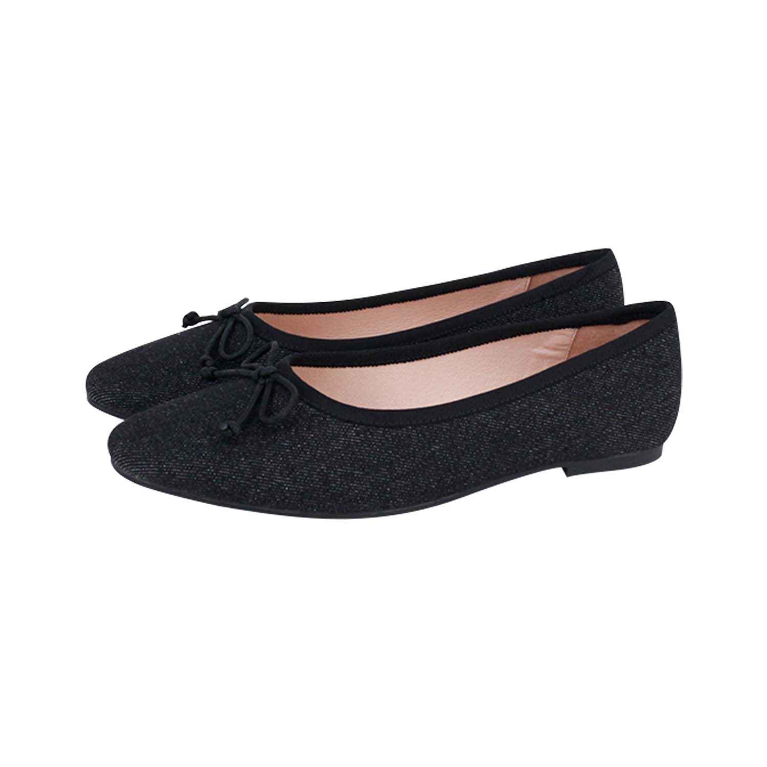 Black Denim Round Front Flat