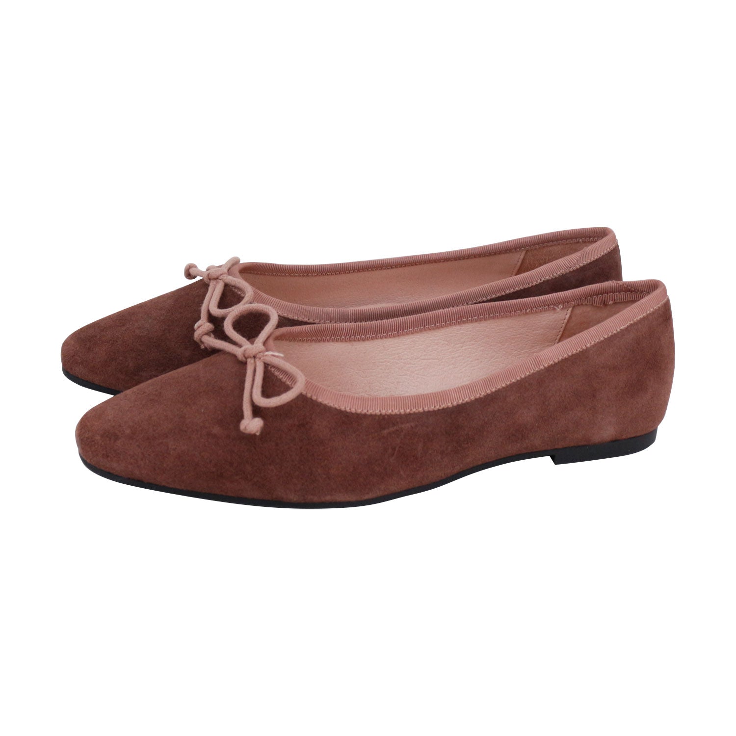 Brown Suede Round Front Flat