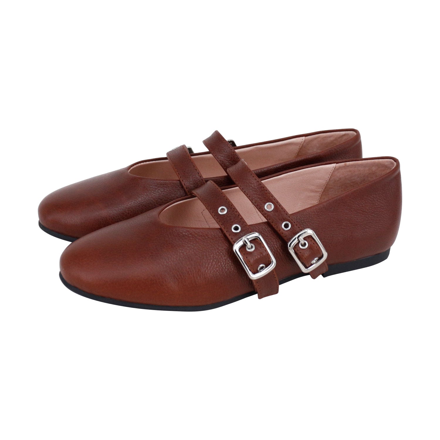 Brown Wax Perforated Double Strap