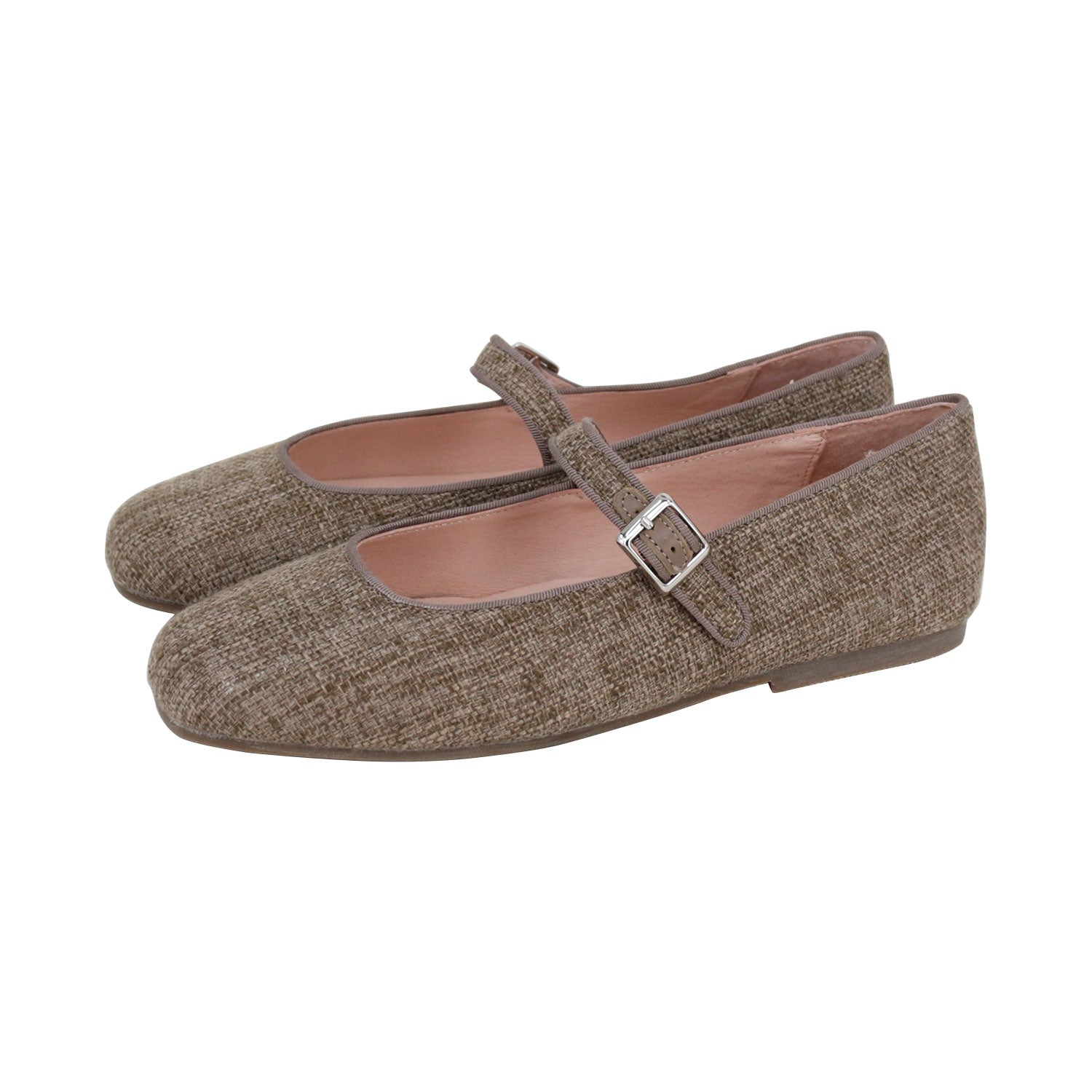 Brown Linen Square Front Mary Jane