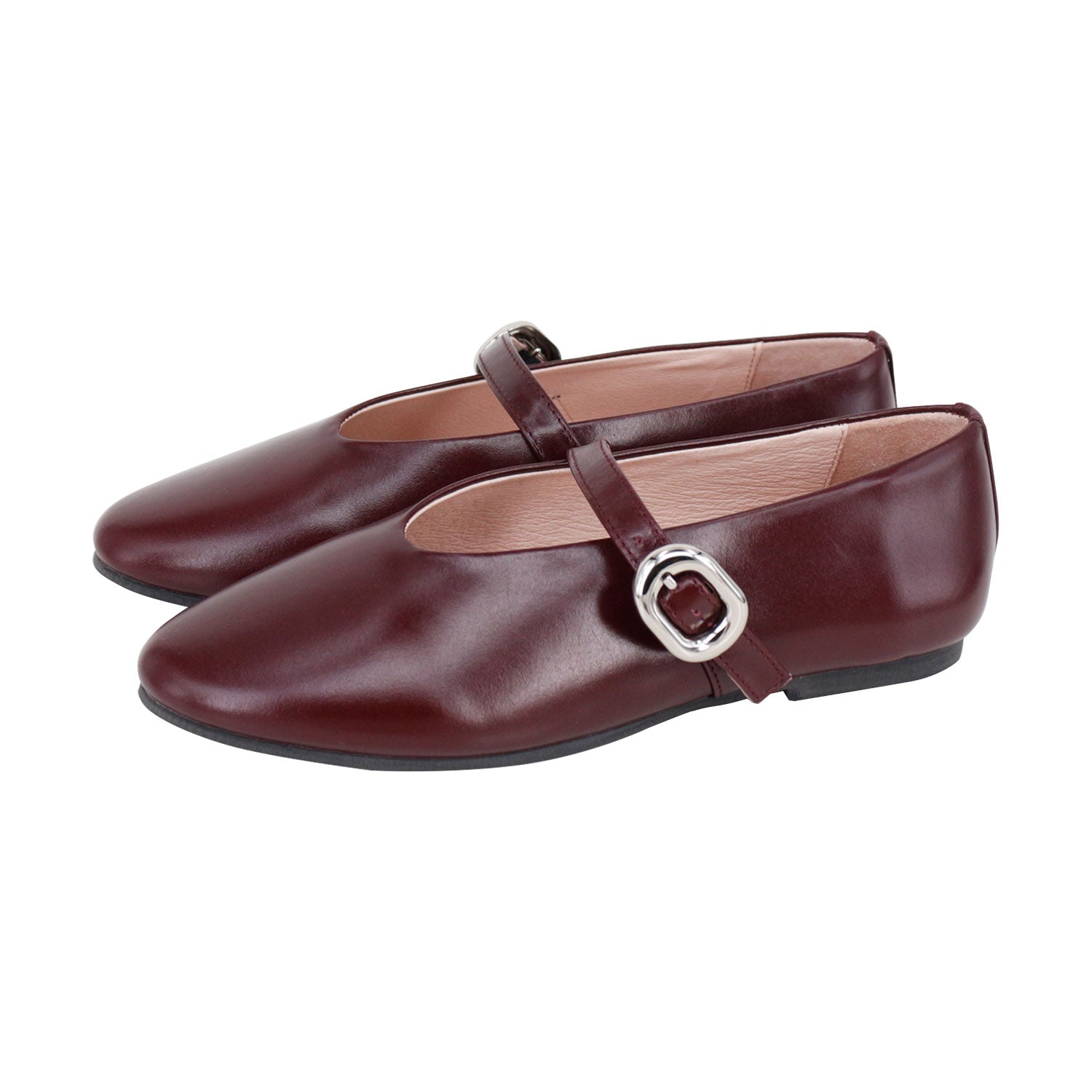 Burgundy Wax Mary Jane Single Strap