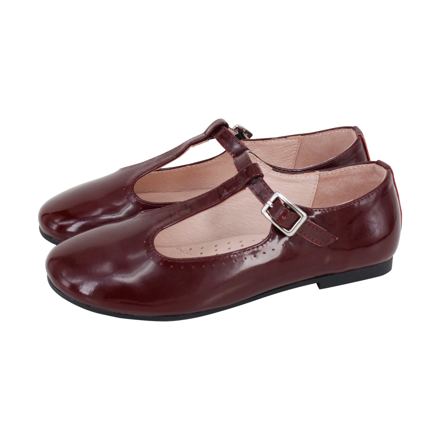 Burgundy Patent T-Strap