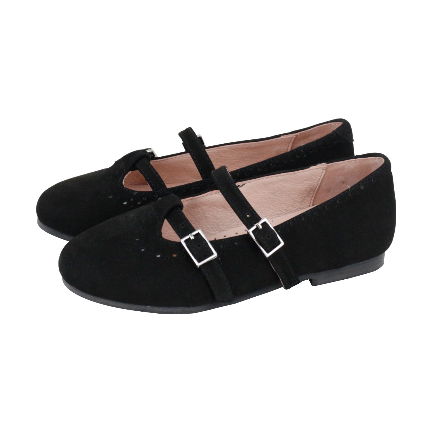 Black Nubuck Double T Strap