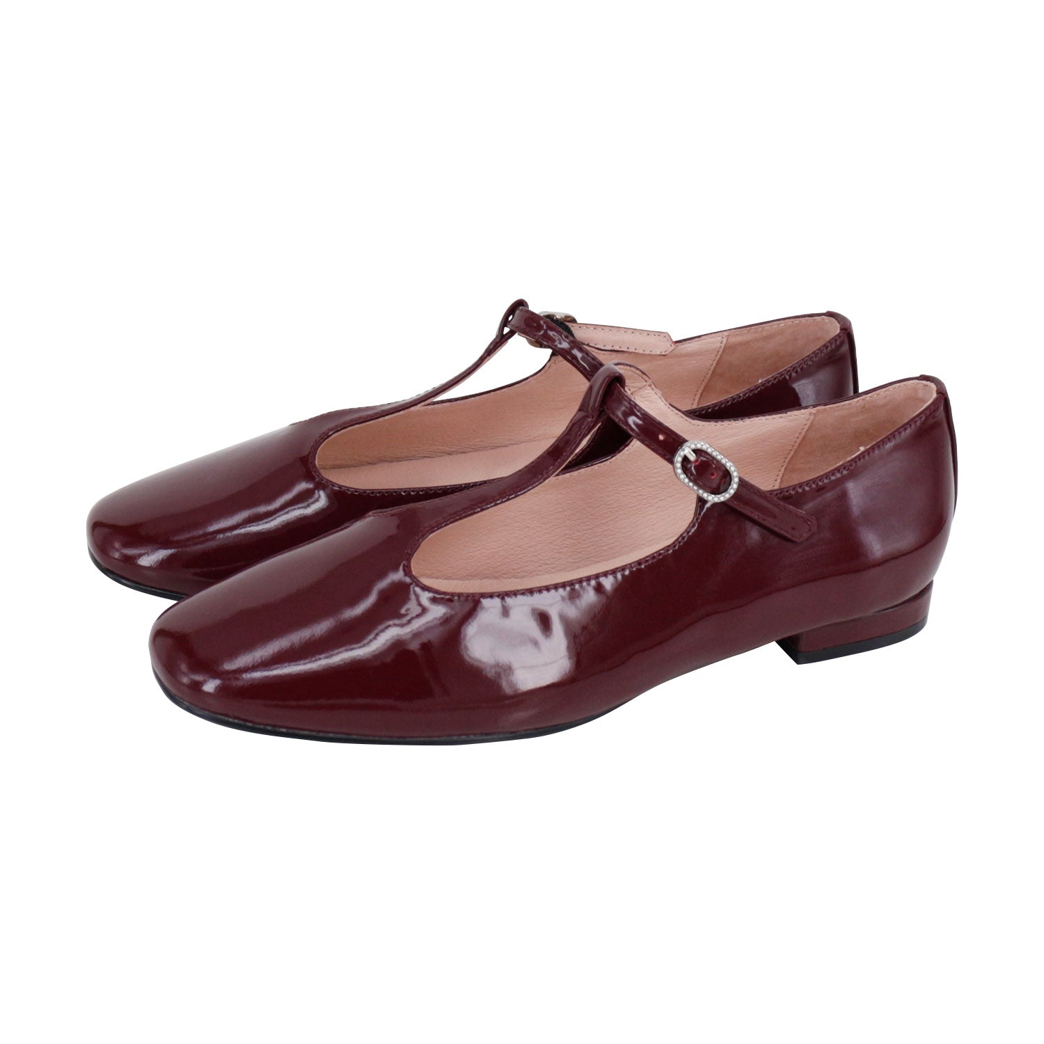 Burgundy Patent Ladies T-Strap